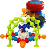 48 piece silicone suction cup building blocks set - stem learning toys for 🧩 toddlers 3 years old - fun bath toys and sensory play kit for boys and girls логотип