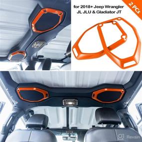 img 1 attached to 🔊 High-quality ABS Top Roof Speaker Audio Surround Cover Trim Ring Interior Accessories Suitable for 2018-2021 Jeep Wrangler JL JLU &amp; Gladiator JT (Orange)