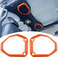 🔊 high-quality abs top roof speaker audio surround cover trim ring interior accessories suitable for 2018-2021 jeep wrangler jl jlu &amp; gladiator jt (orange) logo