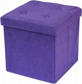 img 4 attached to Sorbus Storage Ottoman Bench – Collapsible/Folding Bench Chest With Cover – Perfect Toy And Shoe Chest, Hope Chest, Pouffe Ottoman, Seat, Foot Rest, – Contemporary Faux Suede (Purple)