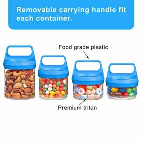 img 1 attached to Stackable Snack Containers Set, Dolibest Twist Lock Stackable Jars For Milk, Protein Powder, Nuts And Snacks, BPA-Free, 4-Piece In Blue, 31Oz Capacity