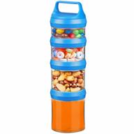 stackable snack containers set, dolibest twist lock stackable jars for milk, protein powder, nuts and snacks, bpa-free, 4-piece in blue, 31oz capacity logo