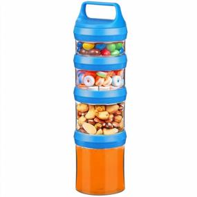 img 4 attached to Stackable Snack Containers Set, Dolibest Twist Lock Stackable Jars For Milk, Protein Powder, Nuts And Snacks, BPA-Free, 4-Piece In Blue, 31Oz Capacity