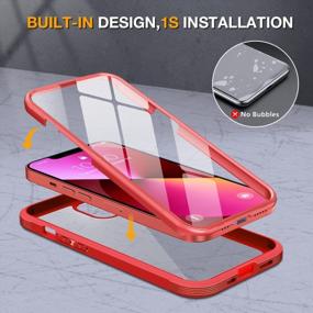 img 2 attached to 5.4 Inch Miracase Glass IPhone 13 Mini Case - Red - Full-Body Protection With Built-In 9H Tempered Glass Screen Protector