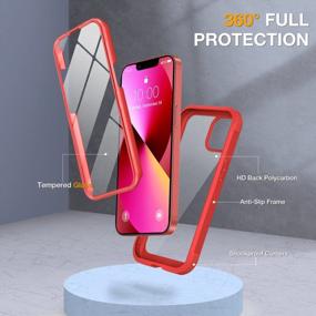 img 3 attached to 5.4 Inch Miracase Glass IPhone 13 Mini Case - Red - Full-Body Protection With Built-In 9H Tempered Glass Screen Protector