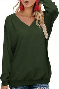 img 3 attached to Women'S V-Neck Long Sleeve Tie Back Knit Sweater Pullover Top