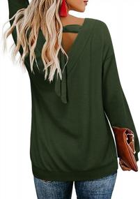 img 4 attached to Women'S V-Neck Long Sleeve Tie Back Knit Sweater Pullover Top