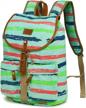 women's striped canvas drawstring backpack for travel by kemy 1 logo