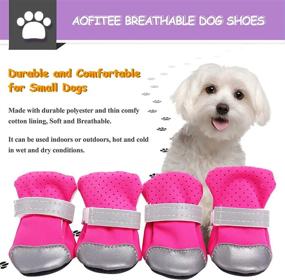 img 3 attached to 🐾 AOFITEE Dog Shoes - Breathable Puppy Paw Protector with Reflective Strips, Waterproof Anti-Slip Sole - Outdoor Pet Booties for Small to Medium Dogs