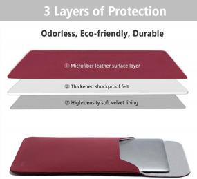img 3 attached to 13 Inch Laptop Sleeve For MacBook Pro & Air – Compatible With M1/M2 Models – Faux Suede Leather In Trendy Wine Red With Accessory Bag
