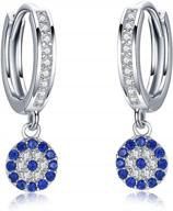 sterling silver 925 cubic zirconia hamsa blue evil eye hoop earrings dangle eardrop for women girls logo