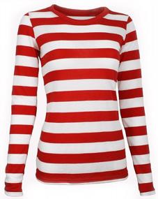 img 2 attached to Largemouth Women'S Long Sleeve Striped Shirt Red/White