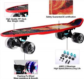 img 2 attached to Flame LED Light-Up 23 Inch Mini Cruiser Skateboard - Perfect For Kids, Teens, And Adults With Highly Flexible Plastic Deck - Great For Beginners