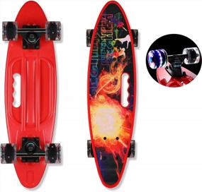 img 4 attached to Flame LED Light-Up 23 Inch Mini Cruiser Skateboard - Perfect For Kids, Teens, And Adults With Highly Flexible Plastic Deck - Great For Beginners