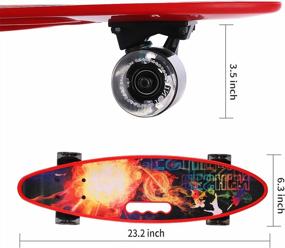 img 3 attached to Flame LED Light-Up 23 Inch Mini Cruiser Skateboard - Perfect For Kids, Teens, And Adults With Highly Flexible Plastic Deck - Great For Beginners