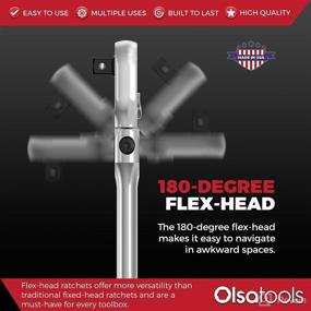 img 3 attached to 🔧 Olsa Tools 1312 Flex Head Ratchet - 1/2" Drive, 24" Length, Made in USA, 180° Flex Head, 90 Tooth Socket Wrench, Cr-Mo Steel, Designed for Professional Mechanics