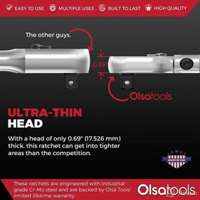 img 1 attached to 🔧 Olsa Tools 1312 Flex Head Ratchet - 1/2" Drive, 24" Length, Made in USA, 180° Flex Head, 90 Tooth Socket Wrench, Cr-Mo Steel, Designed for Professional Mechanics