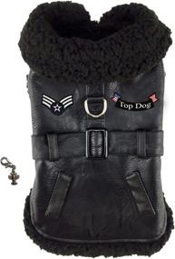 img 3 attached to Premium Aviator Bomber Jacket Harness for Aviation Pilot Dogs – Includes Airplane Clip Charm and Matching Leash – Choose Black or Brown – Sizes XS to 2XL (XSmall: Neck 8”-10”, Chest 10”-12”, Black)