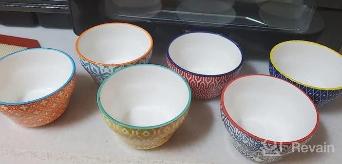 img 1 attached to Selamica Ceramic 8Oz Bouillon Cups 4 Inch Small Bowls, Dessert Bowls For Soup Dipping Sauce Coffee Cupping, Microwave Dishwasher Safe, Set Of 6, Vintage Blue review by Barb Cook