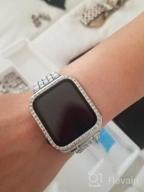 img 1 attached to OMIU Compatible With Apple Watch Band 38Mm + Case, Women Dressy Jewelry Bling Diamond Metal Wristband With Rhinestone Bumper Frame Screen Protector Cover For IWatch Series 3/2/1(38Mm, Black) review by Juan Patel