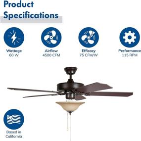 img 2 attached to Hyperikon 52 Inch Ceiling Fan, 60W, Remote Control And Pull Chain, Rust Body, 5 Blades, Frosted Dome Light E12 Screwbase, Mahogany
