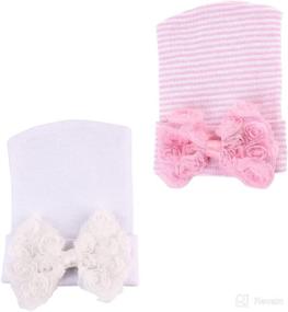 img 4 attached to JustMyDress JB63: Adorable Newborn Baby Hospital Cap with Bowknot – Must-Have Toddler Infant Hat!