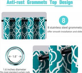 img 3 attached to Anjee Outdoor Curtains For Patio Waterproof With Moroccan Print Grommet Top Sun Blocking Privacy Protection Drapes For Porch, Gazebo, Cabana, Sliding Door - W52 X L95 Inches 2 Panels, Teal