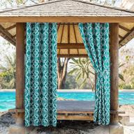 anjee outdoor curtains for patio waterproof with moroccan print grommet top sun blocking privacy protection drapes for porch, gazebo, cabana, sliding door - w52 x l95 inches 2 panels, teal logo
