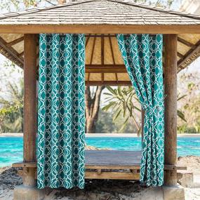 img 4 attached to Anjee Outdoor Curtains For Patio Waterproof With Moroccan Print Grommet Top Sun Blocking Privacy Protection Drapes For Porch, Gazebo, Cabana, Sliding Door - W52 X L95 Inches 2 Panels, Teal