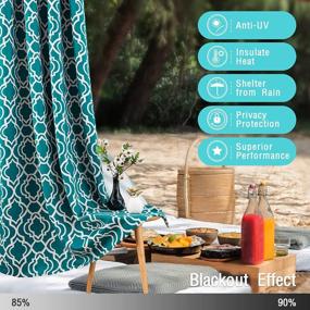 img 1 attached to Anjee Outdoor Curtains For Patio Waterproof With Moroccan Print Grommet Top Sun Blocking Privacy Protection Drapes For Porch, Gazebo, Cabana, Sliding Door - W52 X L95 Inches 2 Panels, Teal