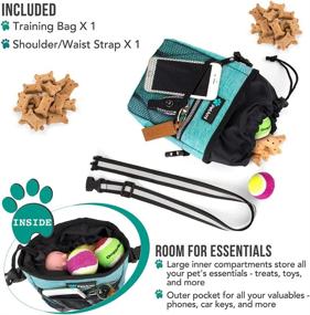 img 3 attached to 🐶 PetAmi Dog Treat Pouch: Versatile Training Bag with Waist Shoulder Strap, Poop Bag Dispenser, and Toy Compartment - Turquoise (No Bowl Included)