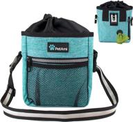 🐶 petami dog treat pouch: versatile training bag with waist shoulder strap, poop bag dispenser, and toy compartment - turquoise (no bowl included) logo