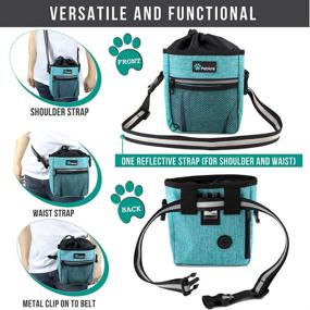 img 1 attached to 🐶 PetAmi Dog Treat Pouch: Versatile Training Bag with Waist Shoulder Strap, Poop Bag Dispenser, and Toy Compartment - Turquoise (No Bowl Included)