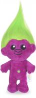 dreamworks trolls 9-дюймовая плюшевая игрушка для собак с пищалкой: мягкая, средняя и скрипучая игрушка для собак с зелеными волосами и фиолетовым телом! логотип