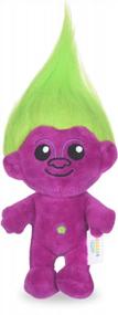 img 4 attached to DreamWorks Trolls 9-дюймовая плюшевая игрушка для собак с пищалкой: мягкая, средняя и скрипучая игрушка для собак с зелеными волосами и фиолетовым телом!