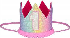 img 2 attached to 👑 Maticr First Birthday Crown: Rainbow Mermaid Princess Party Hat for Baby Girl's 1/2/2nd/3rd Cake Smash Celebration and Sign