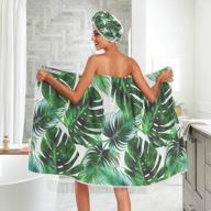 тропические пальмовые листья ванна wrap spa полотенце с полотенцем для волос оголовье джунгли цветочные зеленые женщины душевые халаты полотенца для ванной комнаты с регулируемой застежкой логотип