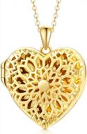 14k gold personalized heart locket necklace with picture | sunflower/starburst/cross/rose/lotus logo
