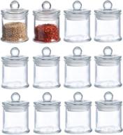 🍶 kmwares 12 pack set of 3oz small mini premium glass storage/spice jars with airtight lids - kitchen & bathroom organizer, canisters, food storage, arts & crafts projects, decoration логотип