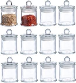 img 4 attached to 🍶 KMwares 12 Pack Set of 3oz Small Mini Premium Glass Storage/Spice Jars with Airtight Lids - Kitchen & Bathroom Organizer, Canisters, Food Storage, Arts & Crafts Projects, Decoration