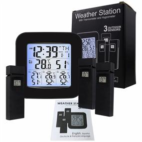img 3 attached to Будьте впереди погоды с помощью термометра беспроводной метеостанции и 3 датчиков - точно контролируйте температуру и влажность с помощью светодиодного дисплея и будильника