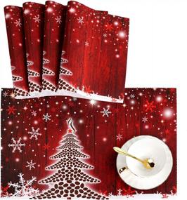 img 4 attached to Add Festive Spirit To Your Table With Naanle'S Christmas Tree Placemats - Set Of 4 Snowflake Design Mats For Heat Resistance & Washability!
