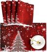 add festive spirit to your table with naanle's christmas tree placemats - set of 4 snowflake design mats for heat resistance & washability! logo