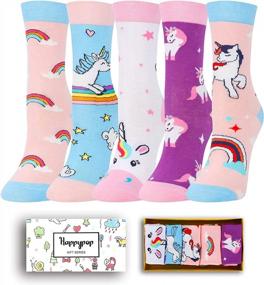 img 2 attached to Zmart Носки для девочек Забавные детские носки с изображением единорога, ламы, русалки, еда, подарочная коробка