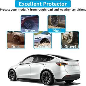 img 2 attached to 🚗 2022 Upgraded Motrobe Tesla Model Y Mud Flaps - No Drilling Required (Set of Four): Ultimate Splash Guards