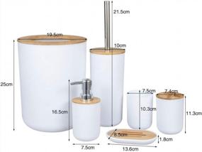 img 2 attached to Complete Your Bathroom With This 6Pcs/Set Accessories Set - Includes Toilet Brush, Soap Dispenser, Waste Bin, Toothbrush Holder, Soap Dish, And Toothbrush Cup