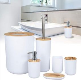 img 1 attached to Complete Your Bathroom With This 6Pcs/Set Accessories Set - Includes Toilet Brush, Soap Dispenser, Waste Bin, Toothbrush Holder, Soap Dish, And Toothbrush Cup