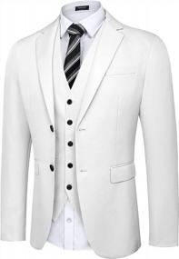 img 4 attached to COOFANDY Men'S Slim Fit 2 Piece Suit Two Button Solid Business Wedding Prom Tuxedo Blazer Vest Set