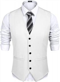 img 1 attached to COOFANDY Men'S Slim Fit 2 Piece Suit Two Button Solid Business Wedding Prom Tuxedo Blazer Vest Set