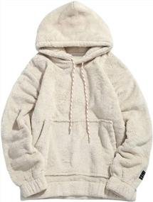 img 3 attached to Cozy Up With ZAFUL'S Color Block Sherpa Fuzzy Hoodie For Unisex: The Perfect Loose Fluffy Drawstring Hooded Sweatshirt Outwear For Men
